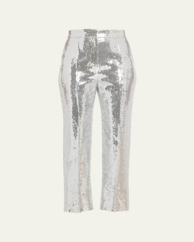 Sequin Straight-Leg Trousers