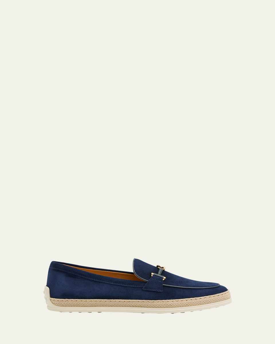Suede T-Ring Espadrille Loafers
