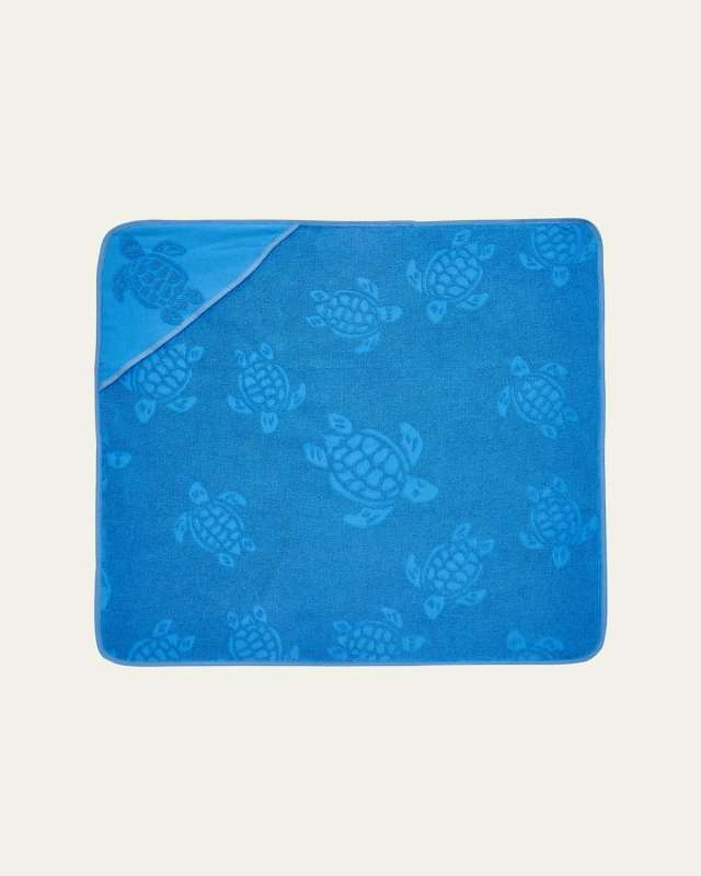 Kid's Turtle-Print Organic Cotton Hooded Towel