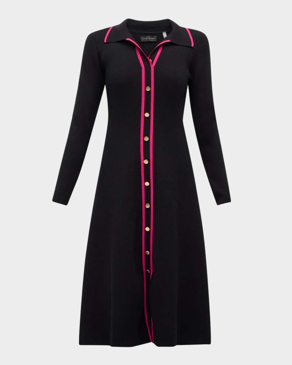 The Nadia Contrast-Trim Midi Sweater Dress