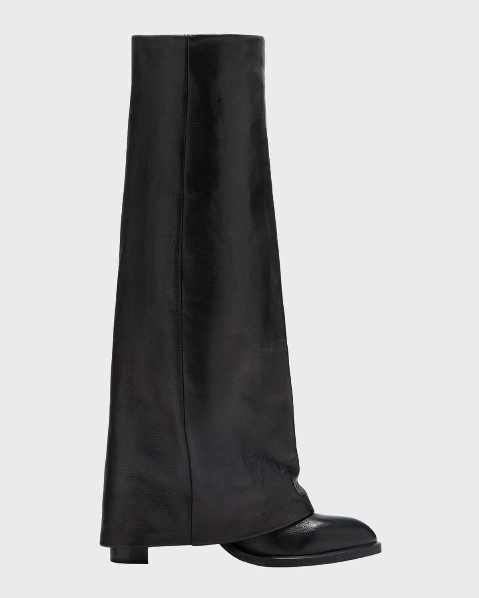 Melia Lambskin Fold-over Collar Knee Boots