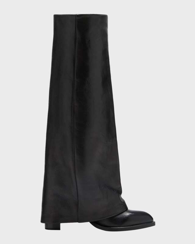 Melia Lambskin Fold-over Collar Knee Boots