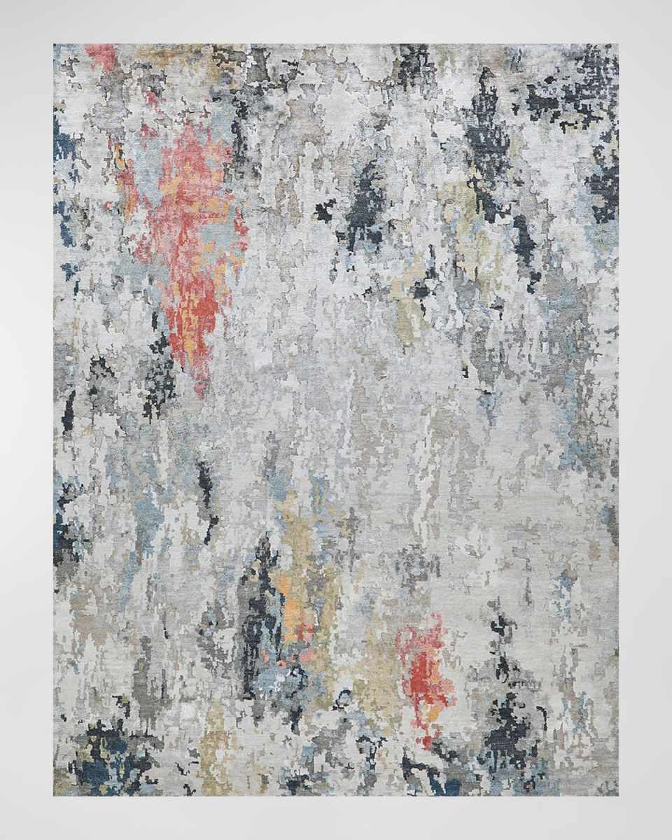 Floor Art Hand-Knotted Silver & Gray Rug, 8' x 10'
