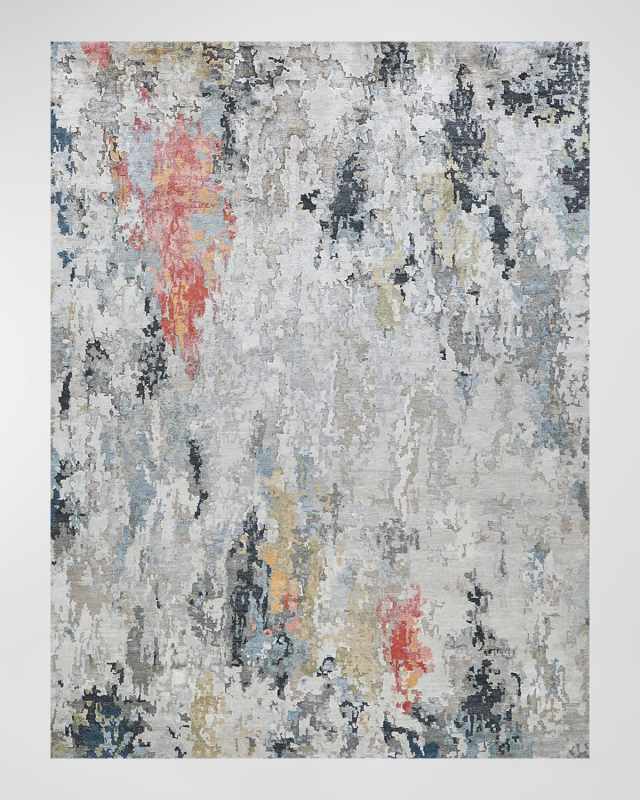 Floor Art Hand-Knotted Silver & Gray Rug, 8' x 10'