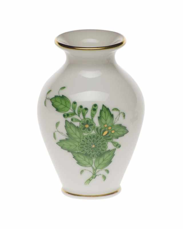 Chinese Bouquet Green Small Bud Vase with Lip