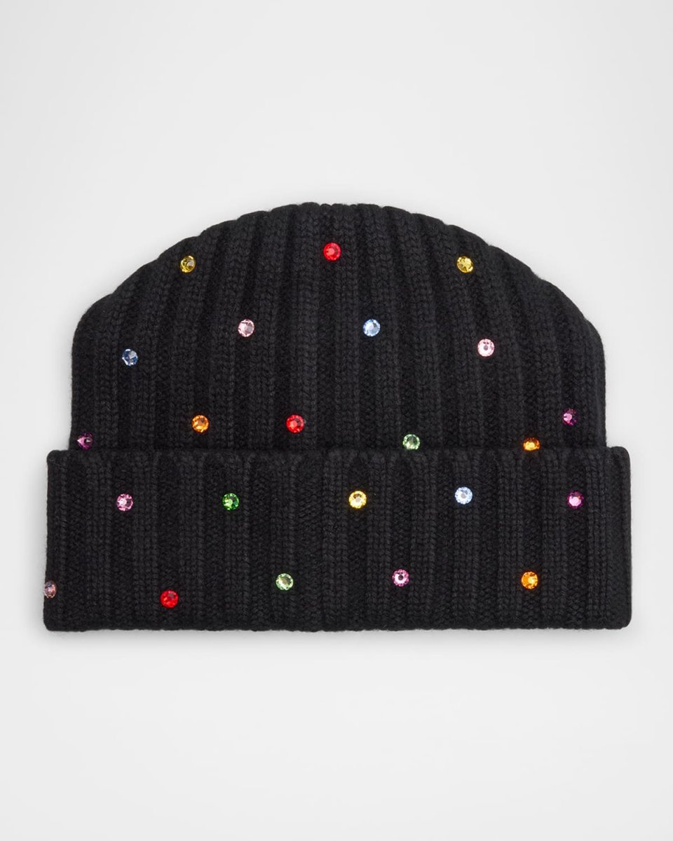 Ribbed Cashmere Crystal Beanie