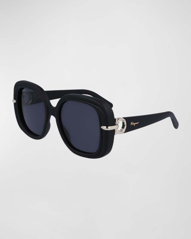 Gancini Hinge Rectangle Injection Plastic Sunglasses
