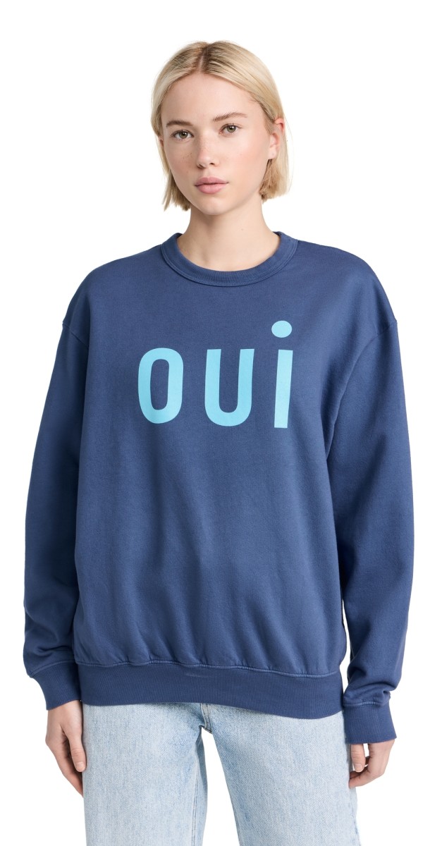 Clare V. Oversizedweatshirt Faded Navy w/ Light Blue Oui