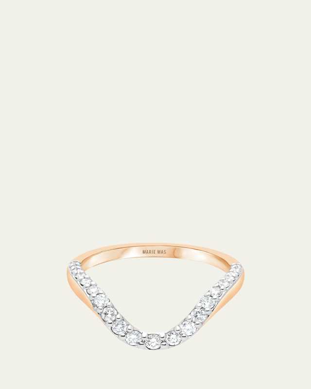18K Rose Gold Grand Halo Ring with Half Pave Diamonds