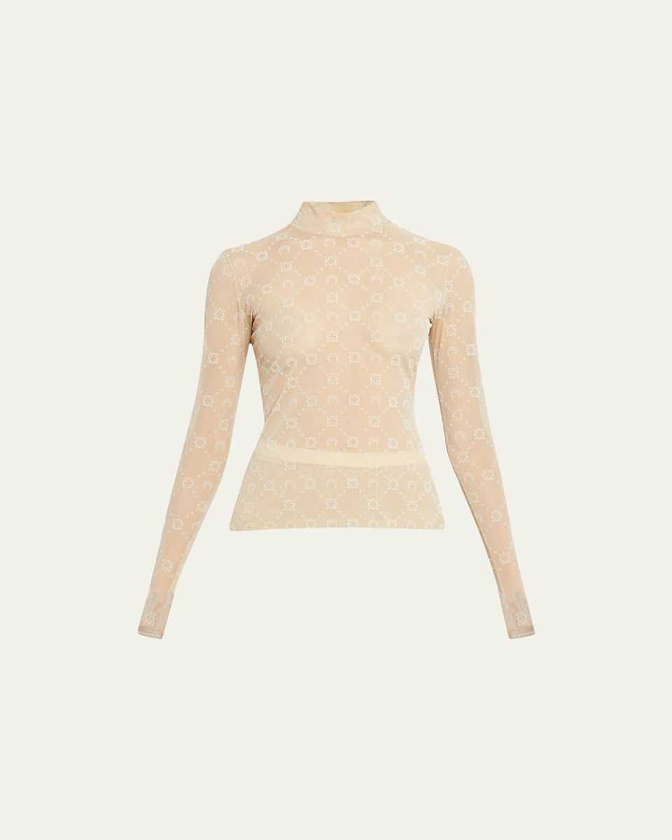 Logo-Check Sheer Flocked Top