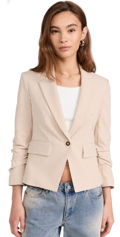 Veronica Beard Aaliyah Dickey Jacket Khaki/White