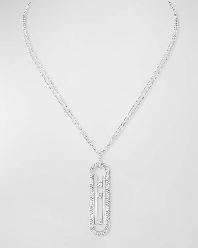 Move Diamond 18K White Gold Long Necklace