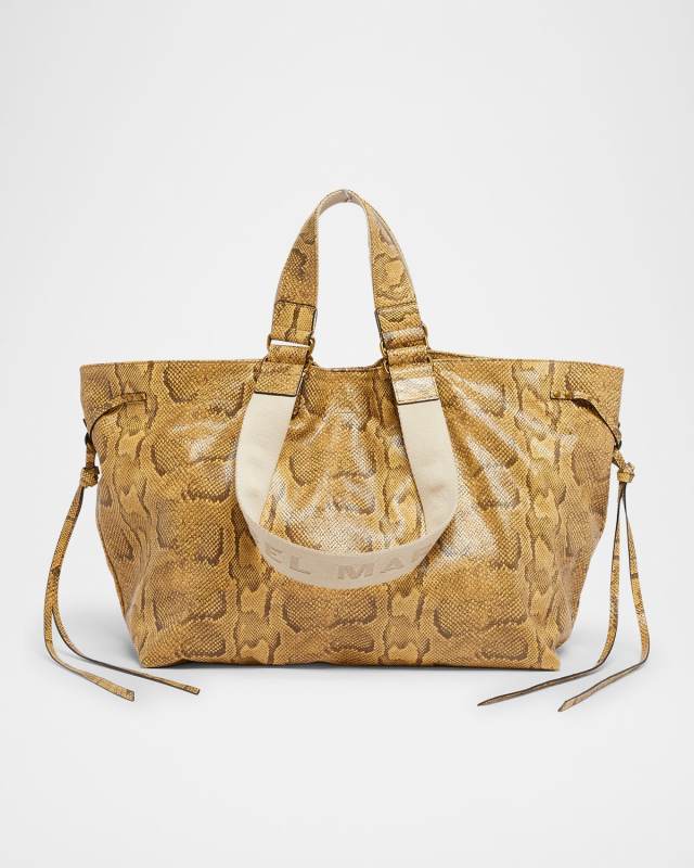 Wardy Python-Printed Leather Tote Bag