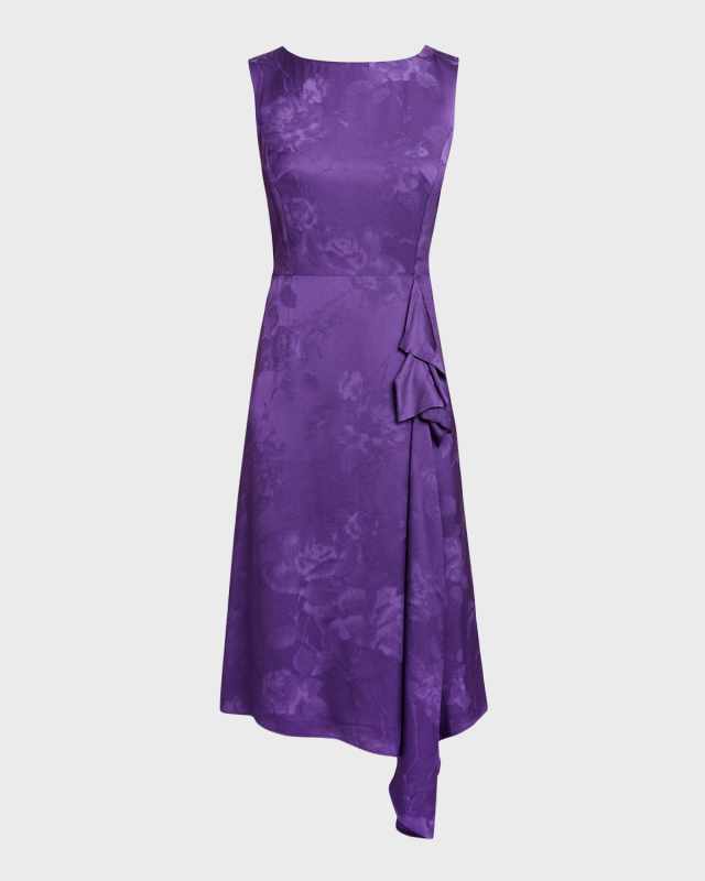 Nica1 Draped Satin Jacquard Dress