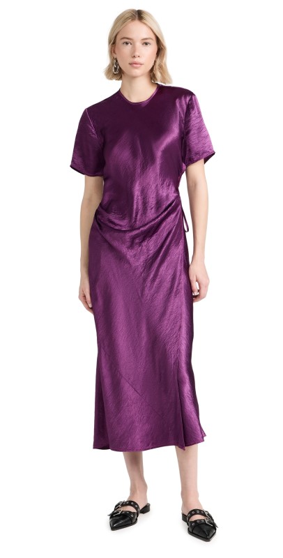 Acne Studios Short Sleeved Wrap Dress Bright Purple