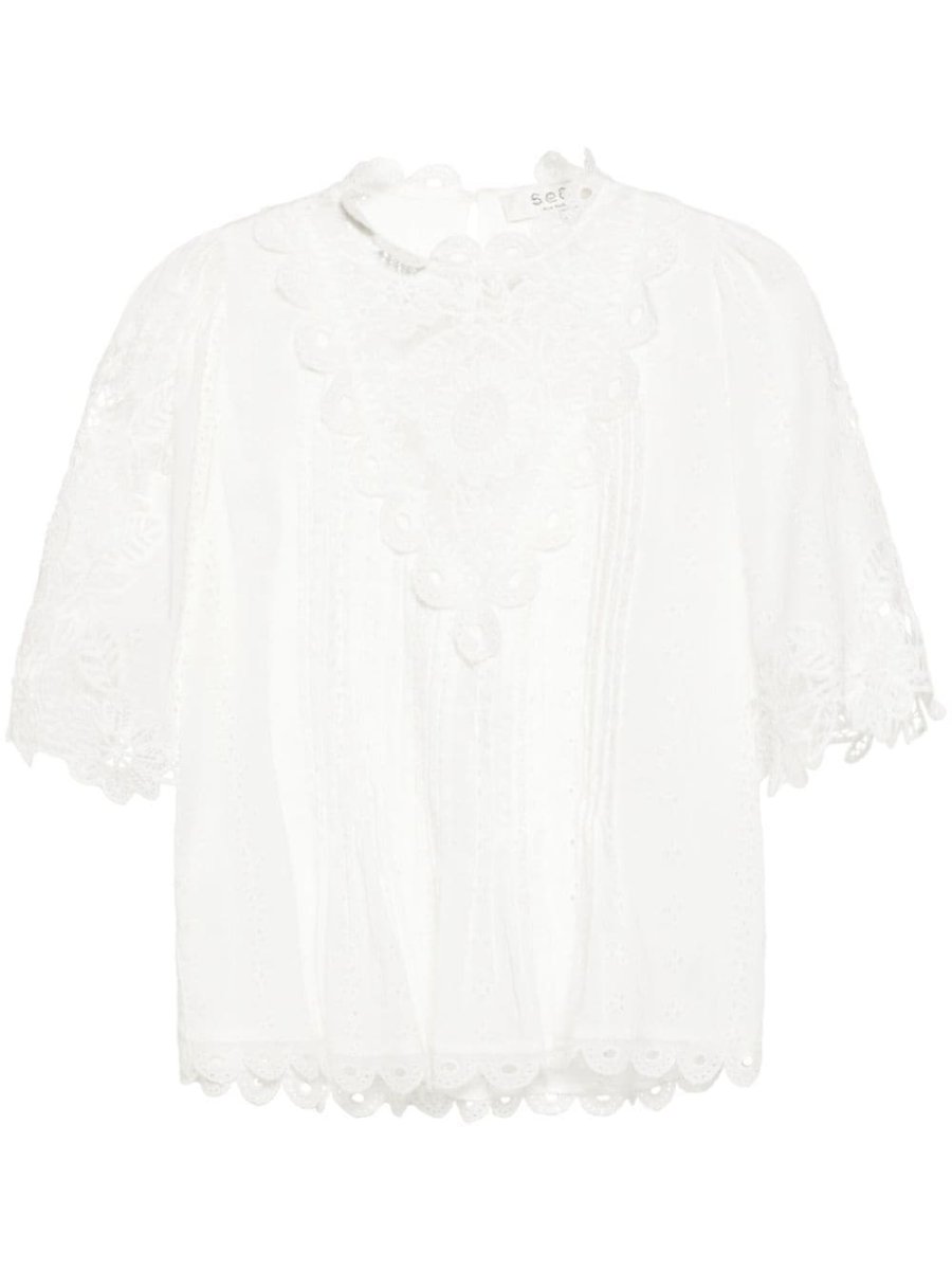 lace-detailed blouse