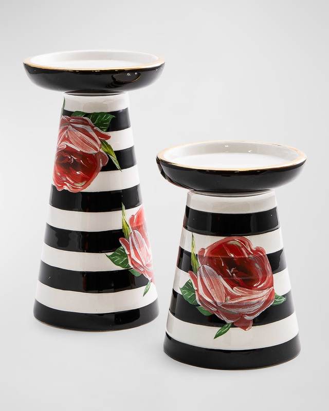 Flower Show Pillar Candle Holders, Set of 2