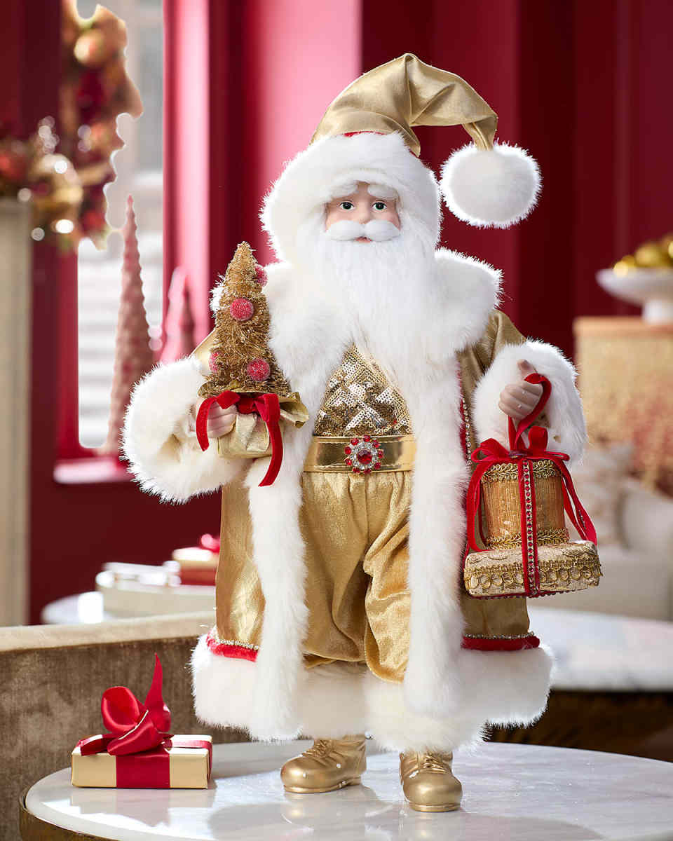 Gold-Tone Christmas Santa, 18"