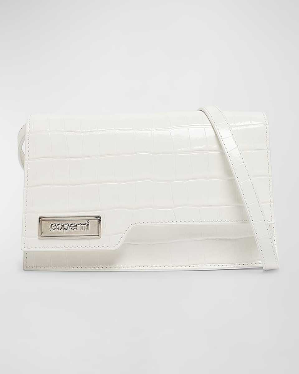 Folder Mini Croc-Embossed Shoulder Bag