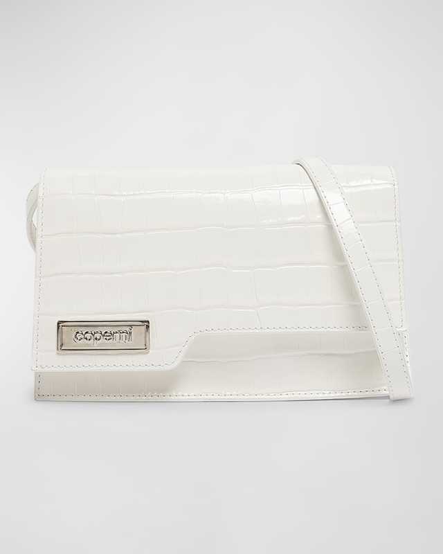 Folder Mini Croc-Embossed Shoulder Bag