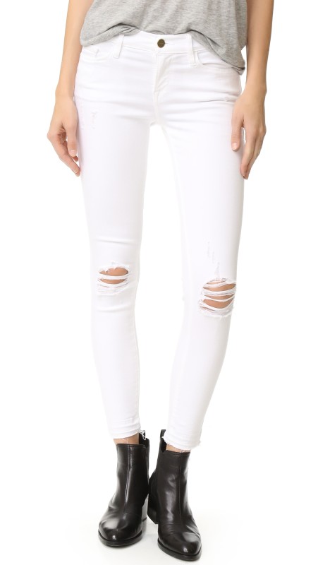 FRAME Le Skinny De Jeanne Cropped Jeans Lilac Blanc