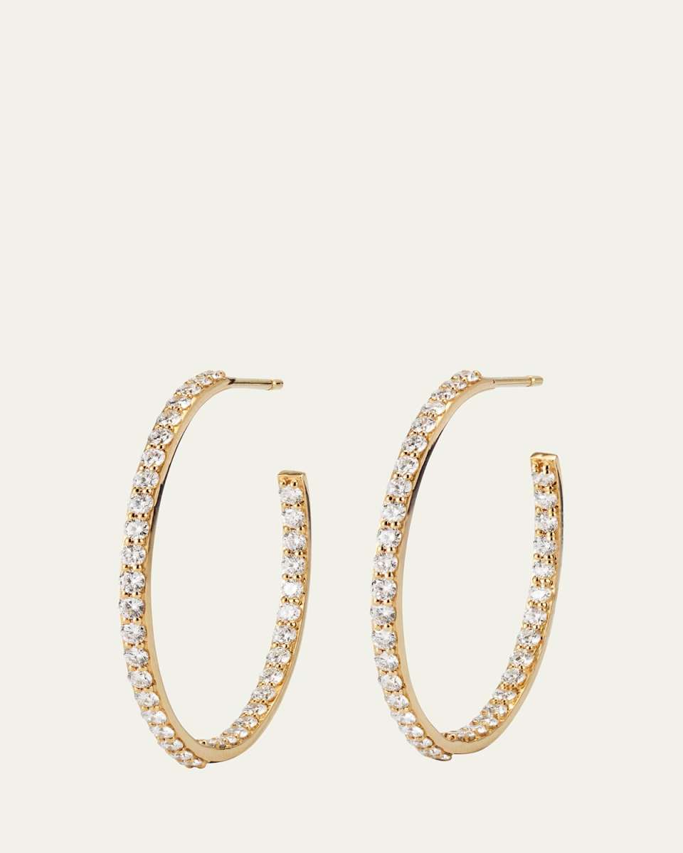 Flawless 14K Yellow Gold Inside Outside Hoop Earrings with Diamonds