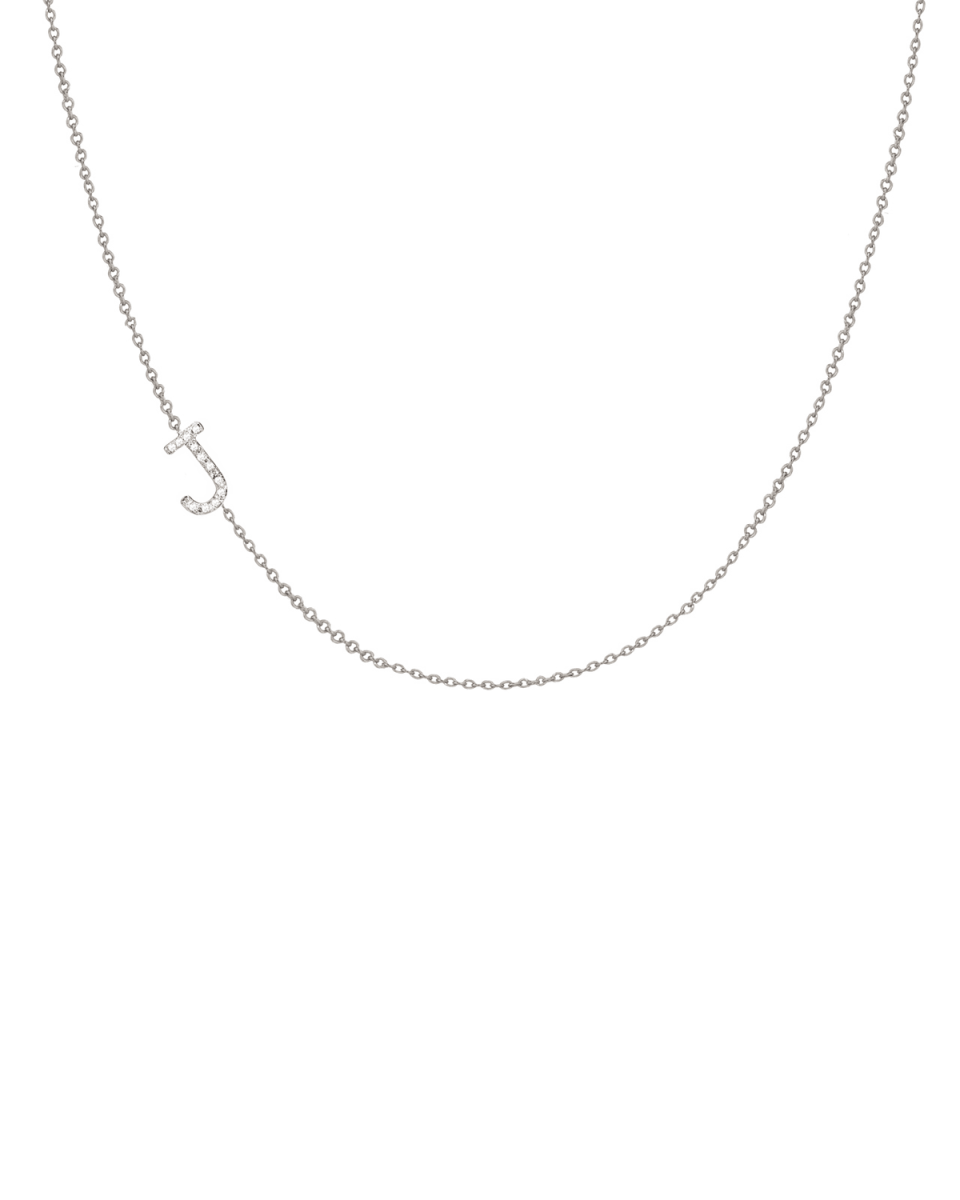 14k White Gold Personalized Asymmetric Diamond Initial Necklace