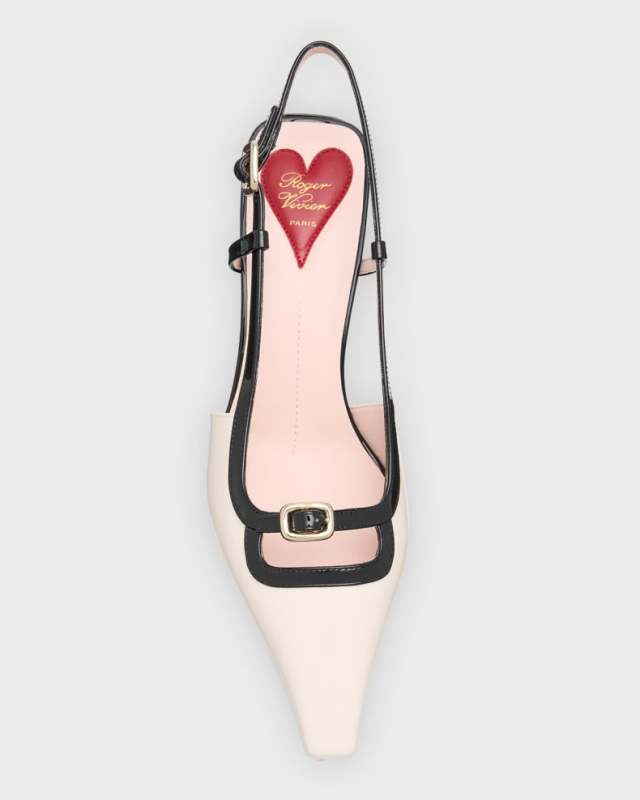Roger Vivier Bicolor Patent Buckle Slingback Pumps