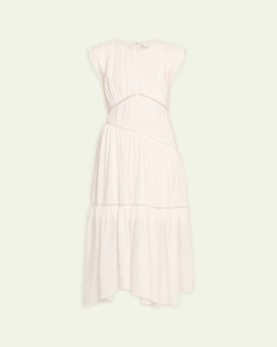 Gathered Seam Lace Inset Midi Dress