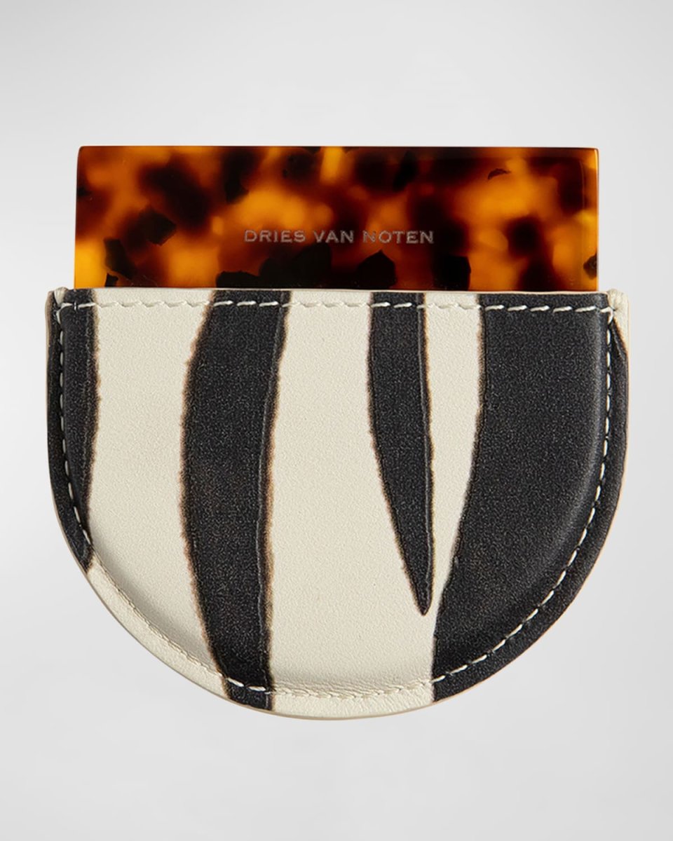 Zebra Print and Tortoiseshell Handheld Mirror