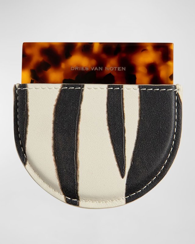 Zebra Print and Tortoiseshell Handheld Mirror
