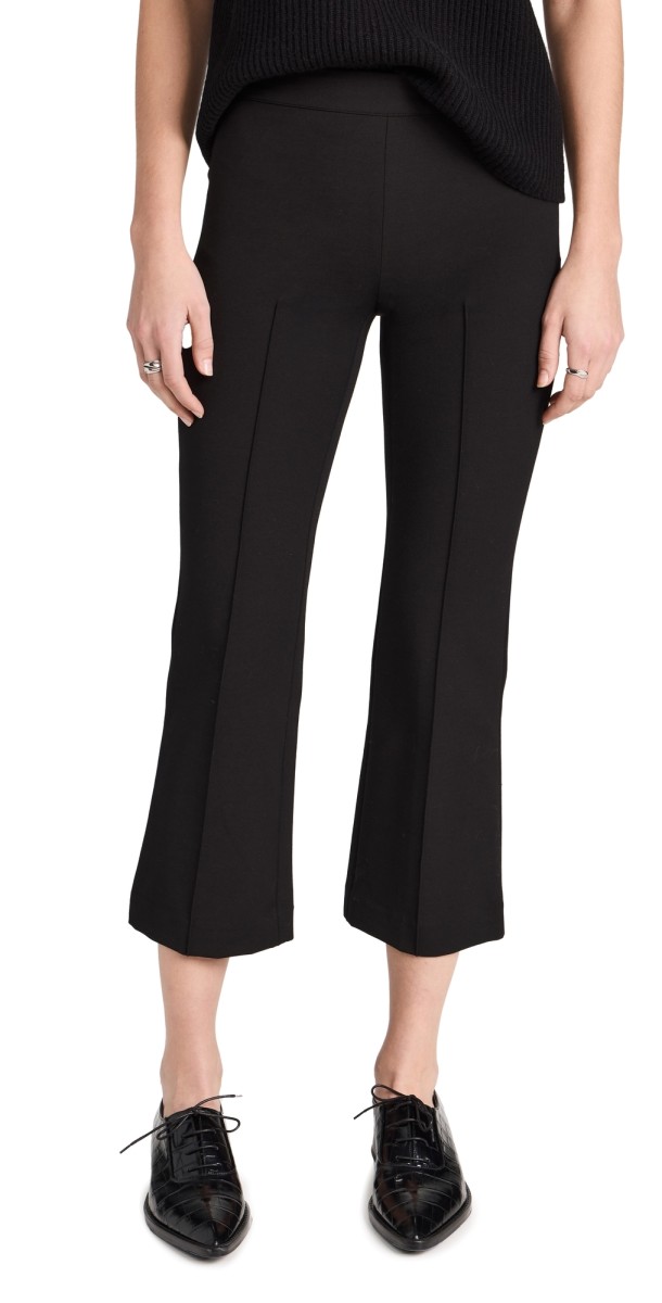 Vince Mid Rise Pintuck Crop Flare Pants Black