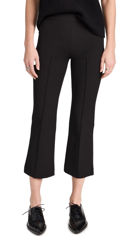 Vince Mid Rise Pintuck Crop Flare Pants Black