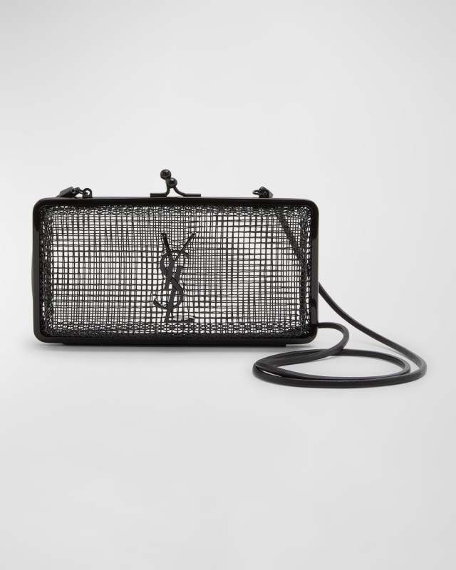 YSL Monogram Evening Cage Crossbody Bag in Metal