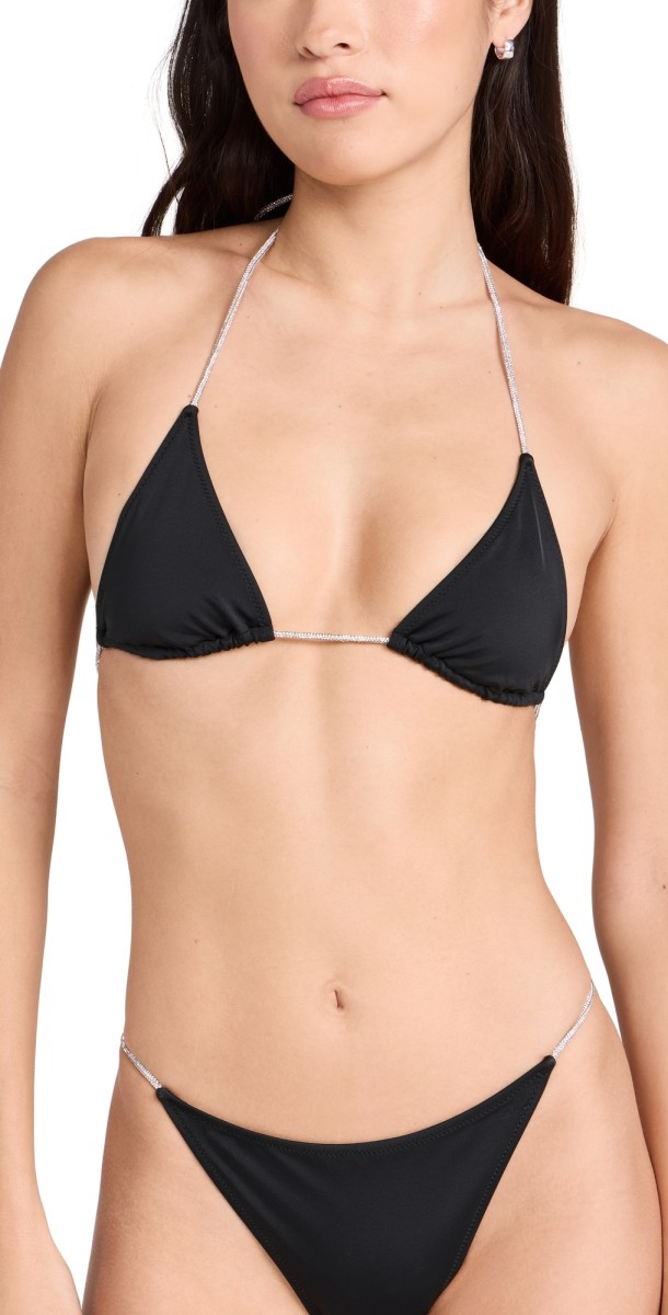 Solid & Striped The Iris Bikini Top Blackout Rhinestone