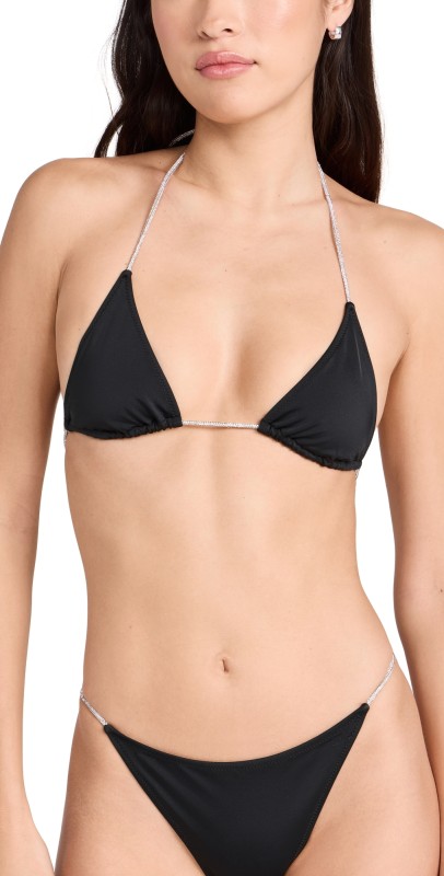 Solid & Striped The Iris Bikini Top Blackout Rhinestone