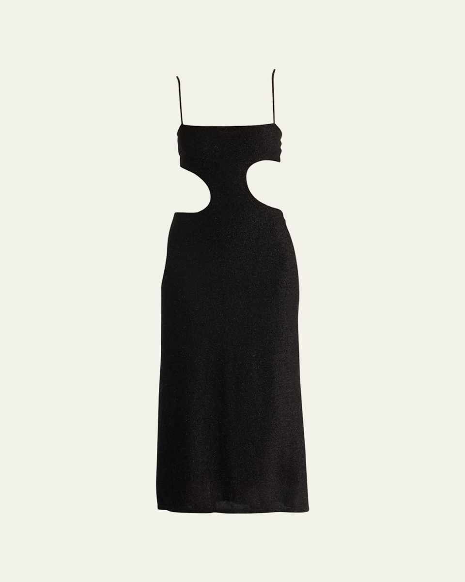 Sueo Costero Metallic Cutout Midi Dress