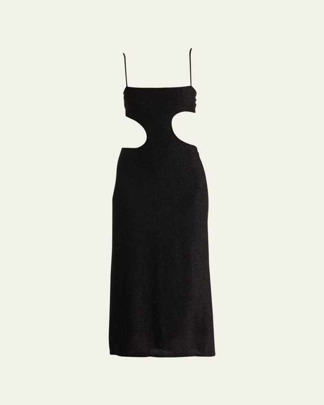 Sueo Costero Metallic Cutout Midi Dress