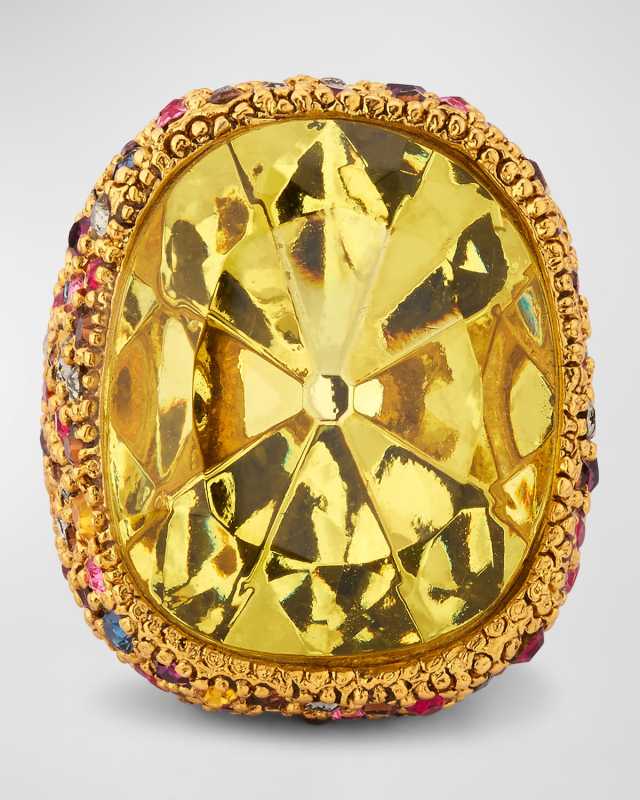 Fiesta Pave Adjustable Ring with Jonquil Center Stone
