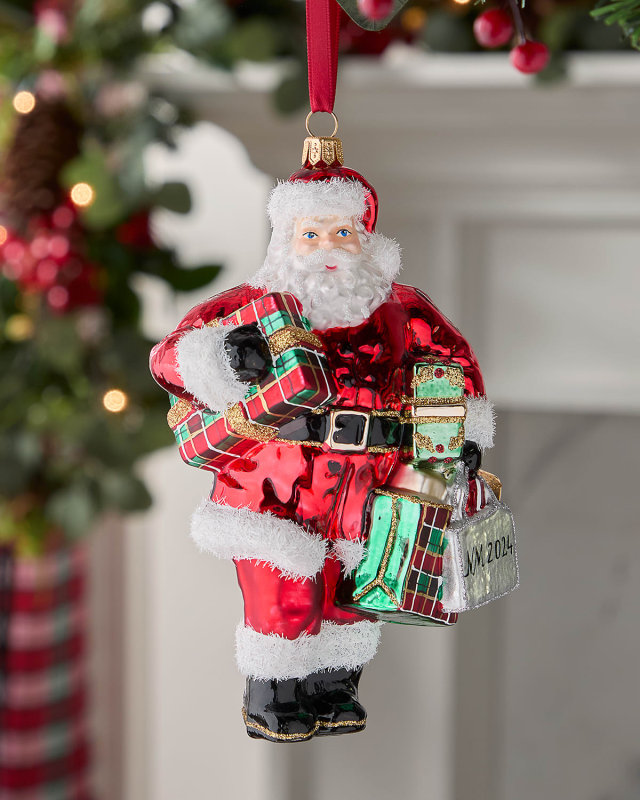 Santa with Shopping Bags Ornament