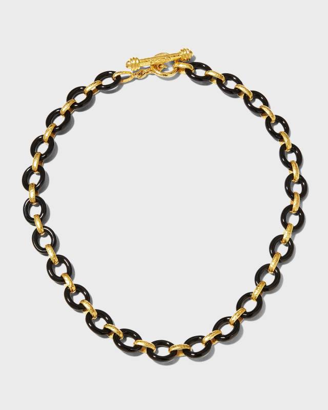 Yellow Gold Black Jade Positano Link Necklace