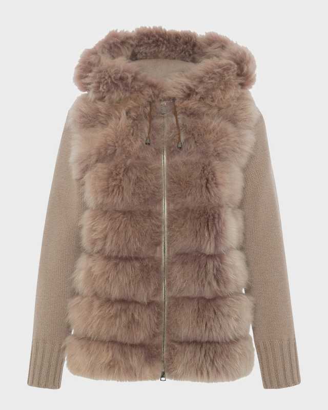 Select Cashmere Goat Parka with Cashmere Cable-Knit
