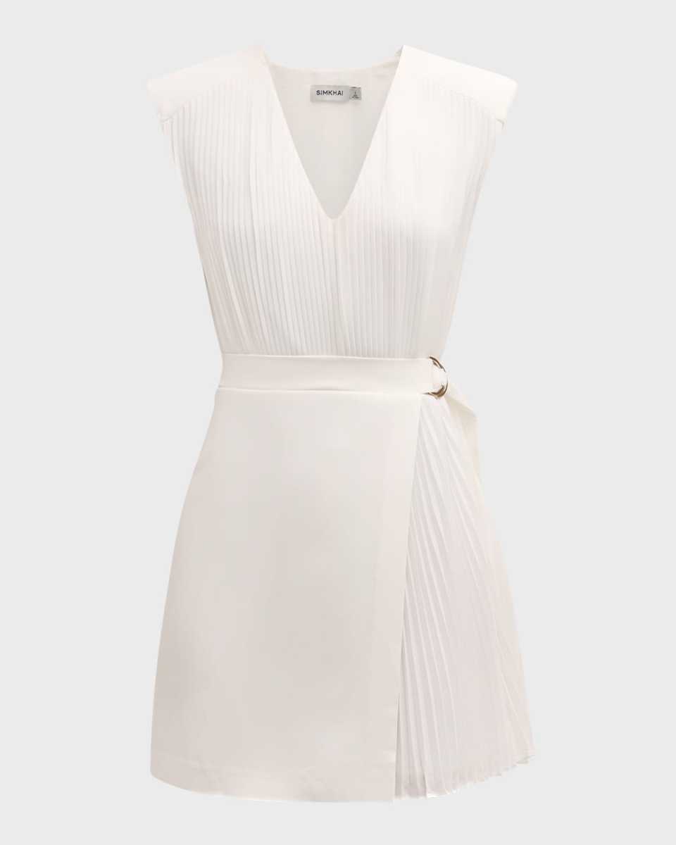 Margo Sleeveless Combo Wrap-Skirt Mini Dress