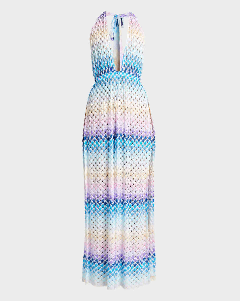 Degrade Lace-Effect Coverup Maxi Dress