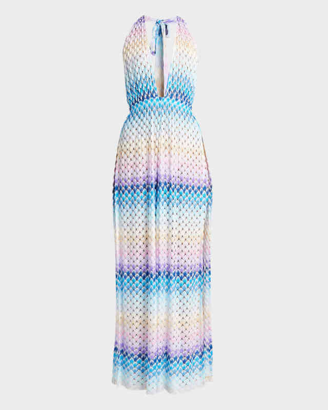Degrade Lace-Effect Coverup Maxi Dress