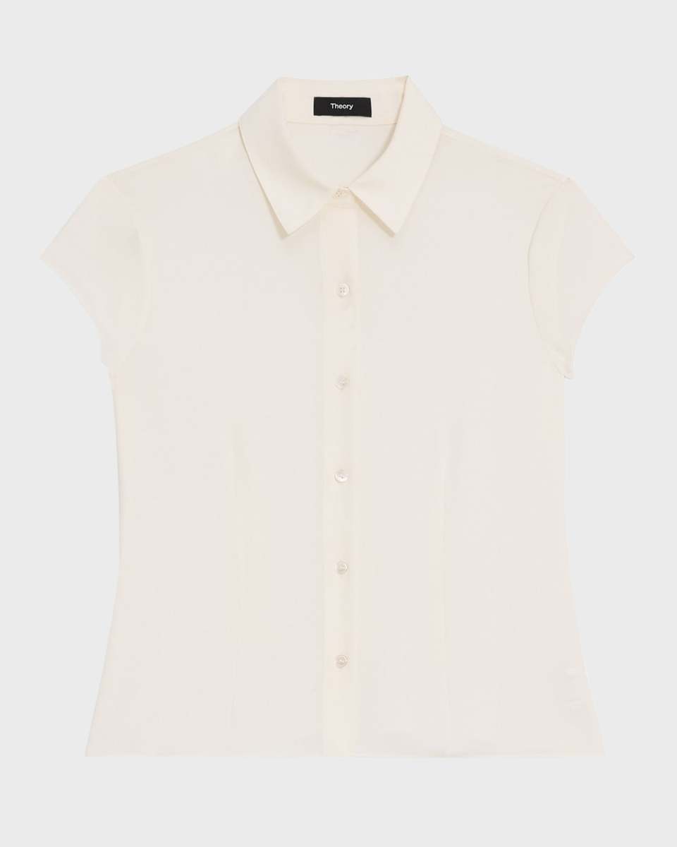 Cap-Sleeve Modern Silk Georgette Blous