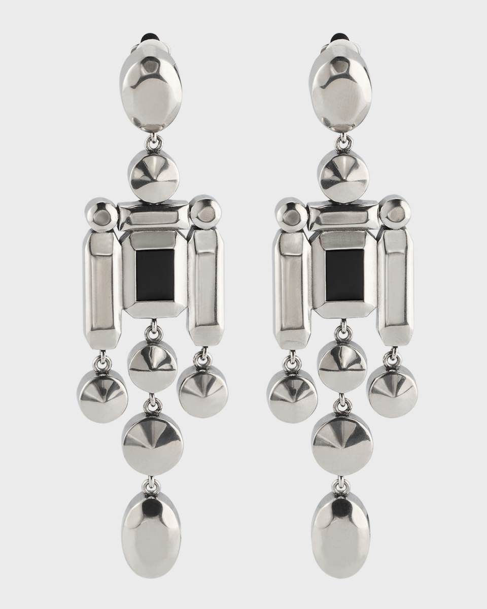 Sterling Silver Triple-Bead Crystal Chandelier Earrings