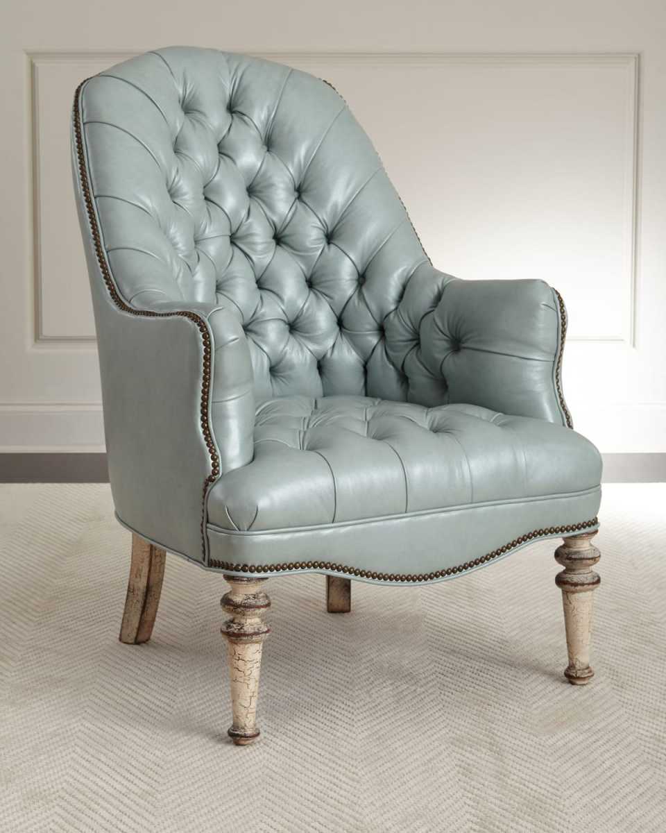 Mint Tufted-Leather Chair