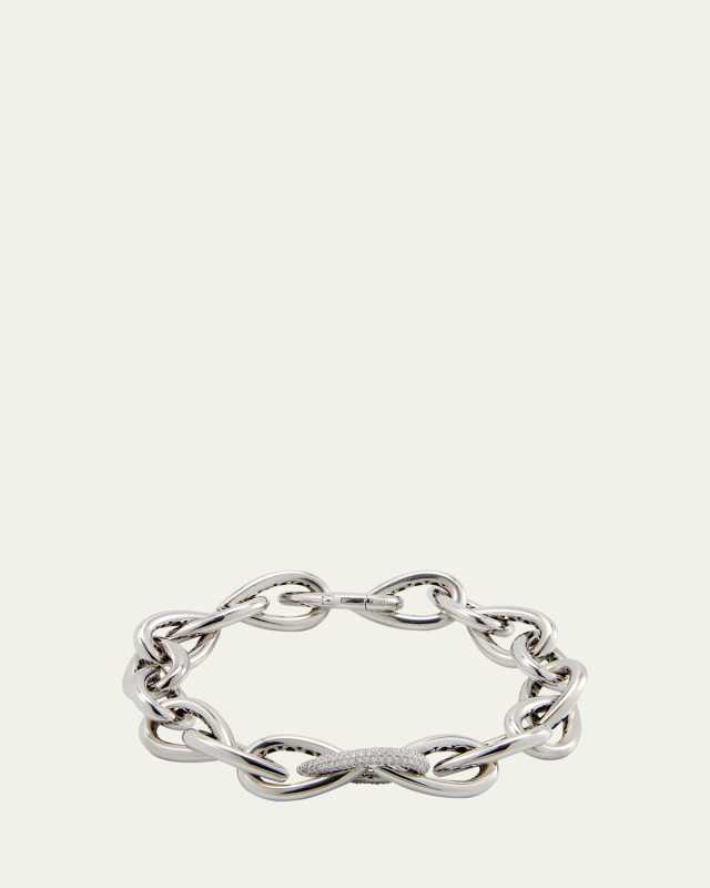 White Gold Drop Link Armband Bracelet with Diamonds
