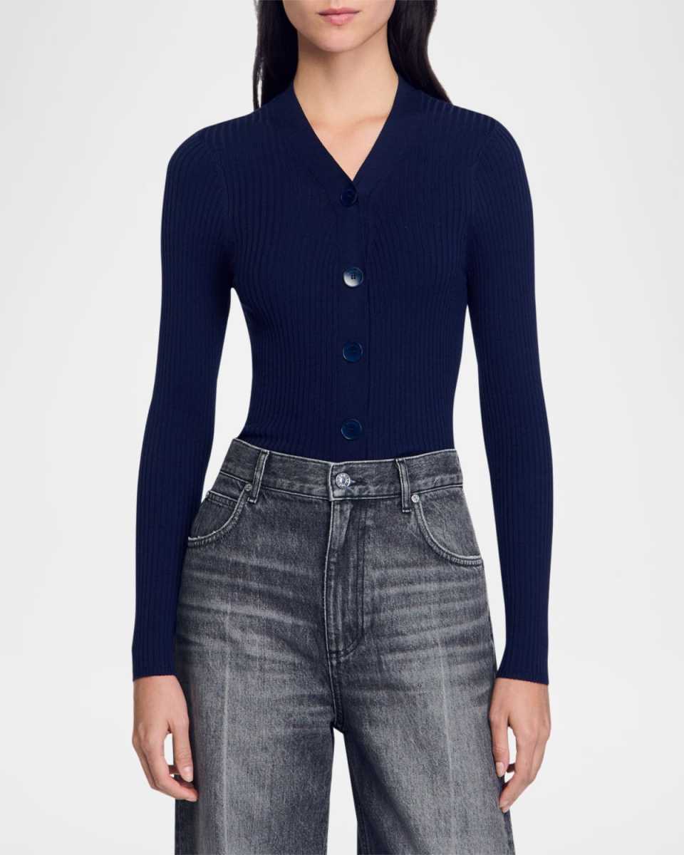 Gabrielle Rib-Knit Cardigan